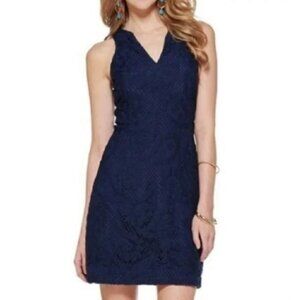 LILLY PULITZER Navy Blue Augusta Lace Mini Shift Dress Size 0